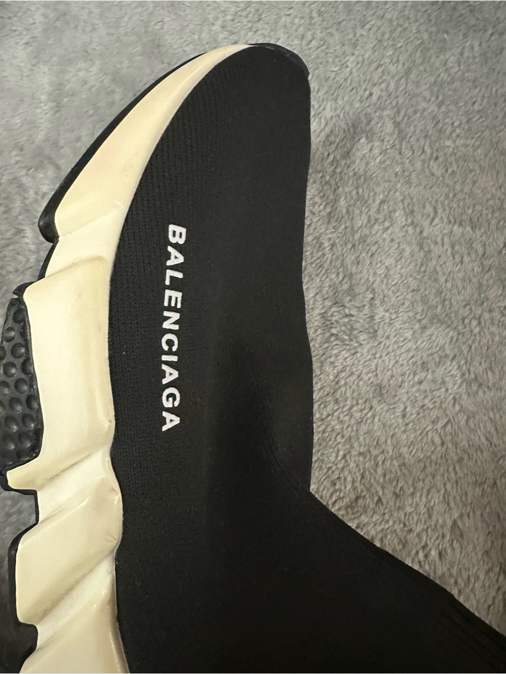 Balenciaga Black and White Knit Slip-On Sneakers Size 9 - Picture 6 of 14